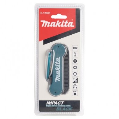 10 dalių sukimo antgalių rinkinys MAKITA E-12005 Impact Black, 2