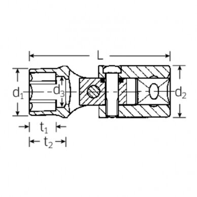 1/2" Šešiakampis šarnyras STAHLWILLE Nr.53 10mm 1