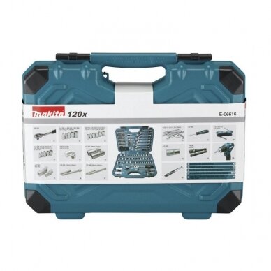 120 dalių rankinių įrankių rinkinys MAKITA E-06616 3