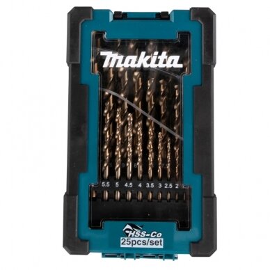 25 dalių metalo grąžtų komplektas MAKITA HSS-Co D-67577 1