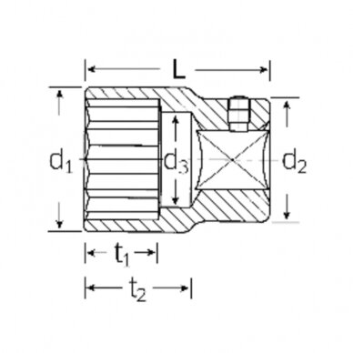 3/4" Dvylikakampė galvutė STAHLWILLE Nr.55A 1 1/16" 1