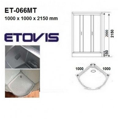 Dušo kabina ET-066MT, 1000 x 1000 mm 5