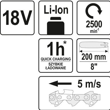 Akumuliatorinis teleskopinis grandininis pjūklas 18V Li-Ion (be akumuliatoriaus) Yato 4