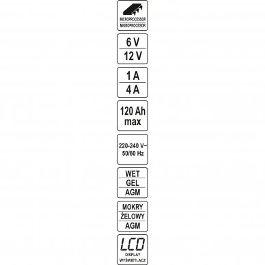 Akumuliatoriaus pakrovėjas elektroninis 6/12V Yato 4