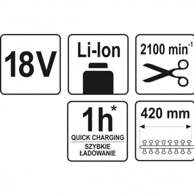 Akumuliatorinės teleskopinės žirklės 207-274cm 18V 2Ah Li-Ion Yato 5