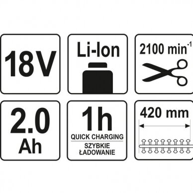 Akumuliatorinės teleskopinės žirklės 207-274cm 18V 2Ah Li-Ion Yato 4