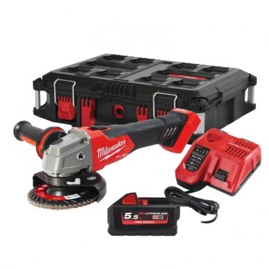 Akumuliatorinis kampinis šlifuokis MILWAUKEE M18 FSAG125X-551P