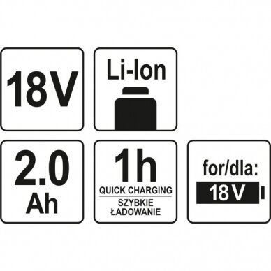 Akumuliatorius Li-ion, 18V Yato, 3Ah 2