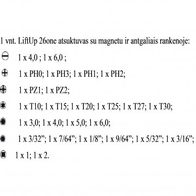 Atsuktuvas su antgaliais rankenoje WIHA LiftUp 26 2