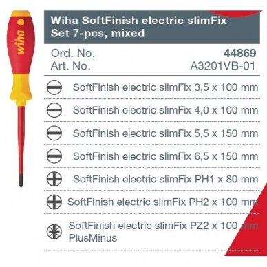 Atsuktuvų elektrikams rinkinys WIHA SoftFinish slimFix (7 vnt.) 1