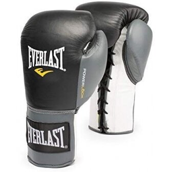 Bokso pirštinės Everlast Powerlock Lace-up, juodos/pilkos - 10 oz