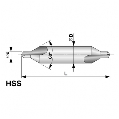 Centravimo grąžtas RUKO HSS DIN 333A Ø 1.0 mm 1