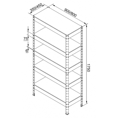 DRABEST metalinė sandėliavimo lentyna 1750x40x90 cm, iki  220  kg! 5