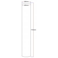 Dušo kabinos šoninis stiklas lenktas 280x1730 (lenkta dalis 285 mm) skaidrus 4.11.