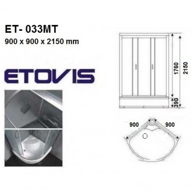 Dušo kabina ET-033MT, 900 x 900 mm 4