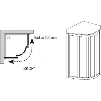 Dušo kabina SKCP4-90 SABINA balta+stiklas Grape (matinis) 1