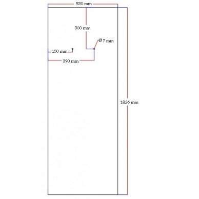 Dušo kabinos galinis stiklas juodas veidrodinis 530x1826 mm 5.33