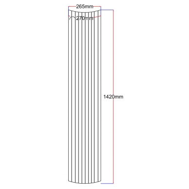 Dušo kabinos šoninis stiklas lenktas 265x1420 (270 mm) skaidrus dekoras 4.34.