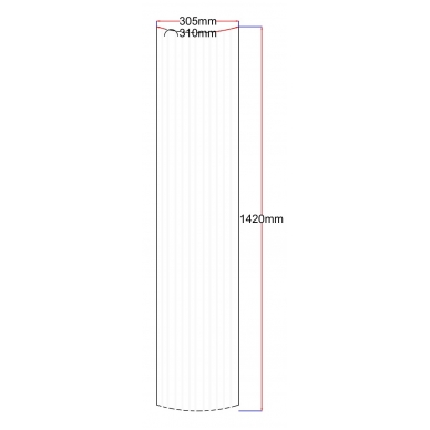 Dušo kabinos šoninis stiklas lenktas 305x1420 (310 mm) skaidrus dekoras 4.35.