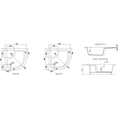 Dušo padėklas SABINA-90 LA baltas 1