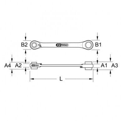 Dvigubas terkšlinis veržliaraktis KS TOOLS 4in1 10x19/13x17mm 2