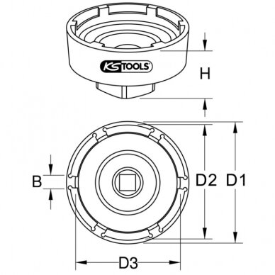 Galvutė važiuoklei KS TOOLS Scania 3/4" Ø70mm 3