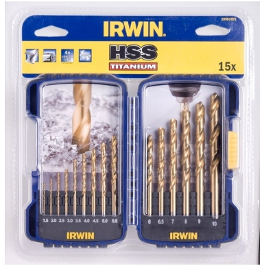 Gražtų rinkinys HSS TITANIUM 15 vnt.