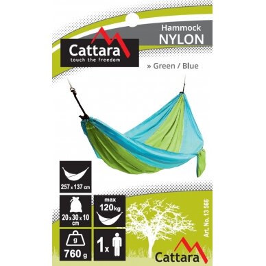 Hamakas Cattara Nylon – žalias-mėlynas 275 x 137 cm 3