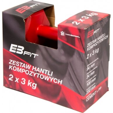 Hantelių rinkinys EB Fit, 2x3kg, raudonas 4