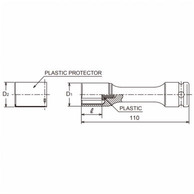Ilga smūginė galvutė KOKEN 1/2" 14145PM.110 21 mm 5