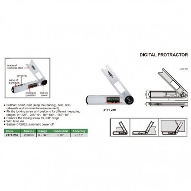 Kampainis su skaitmeniniu ekranu Insize (250 mm) 1