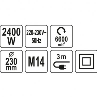 Kampinis šlifuoklis 2400W, d-230mm Yato 3