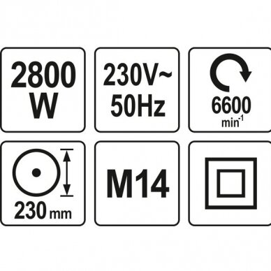 Kampinis šlifuoklis 2800W, d-230mm Yato 4