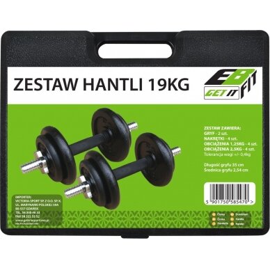 Keičiamo svorio hanteliai EB Fit, 19kg (2x9.5kg) 3