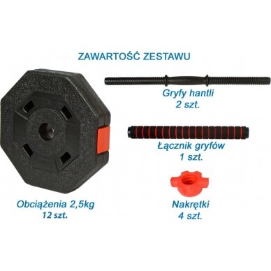 Keičiamo svorio hanteliai EB Fit, 2x15kg 12