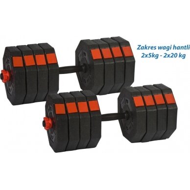 Keičiamo svorio hanteliai EB Fit, 2x20kg 15