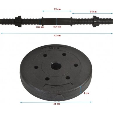 Keičiamo svorio hantelis EB Fit, 11kg (10+1) 9