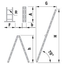 Kopėčios aliuminės, šarnyrinės 2 dalių FORTE, 2x5 1