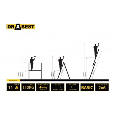 Kopėčių pastoliai buitiniai Drabest ECO 2x6 1