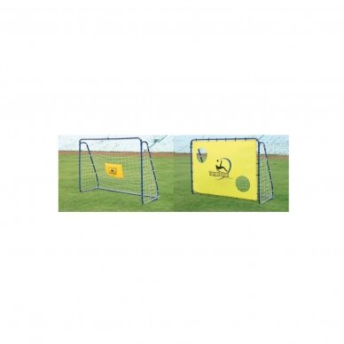 Lengvai surenkami mobilūs futbolo vartai + atmušimo sienelė Spartan 213x152x76cm 1