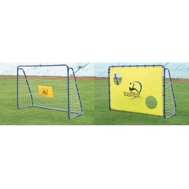 Lengvai surenkami mobilūs futbolo vartai + atmušimo sienelė Spartan 213x152x76cm