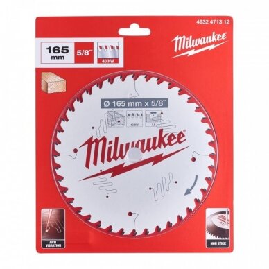 Medžio pjovimo diskas MILWAUKEE 165x15,87x1,6 40ATB 1