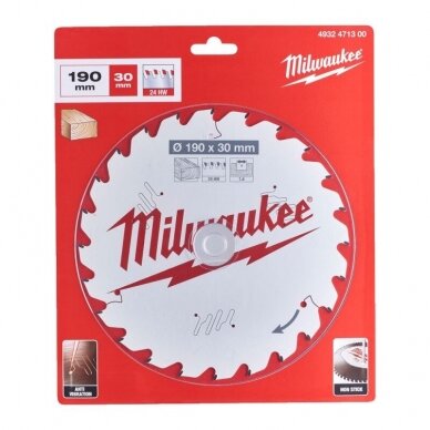 Medžio pjovimo diskas MILWAUKEE CSB P W 190x30x1,6 24ATB 1