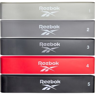 Mini pasipriešinimo gumų komplektas Reebok, 5vnt 1