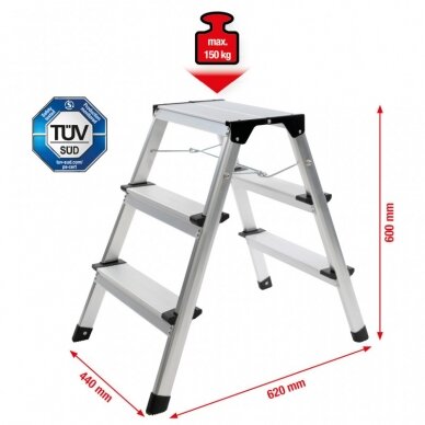 Pastatomos aliuminės kopėčios KS TOOLS 2