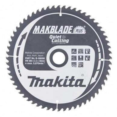 Pjovimo diskas MAKITA 260x30x2,3mm 60T Makblade+ 2