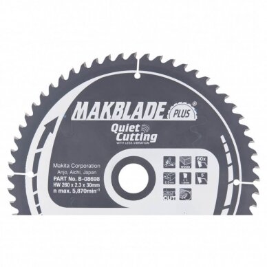 Pjovimo diskas MAKITA 260x30x2,3mm 60T Makblade+ 1