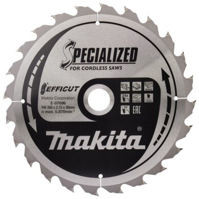 Pjovimo diskas MAKITA Efficut 260x30x2,15mm 24T 23º