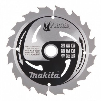 Pjovimo diskas MAKITA M-Force 165x20x2,0mm 16T 15° 1