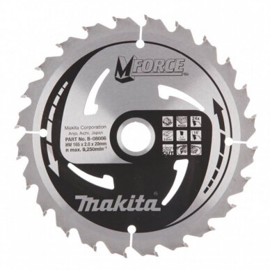 Pjovimo diskas MAKITA M-Force 165x20x2,0mm 24T 15° 1